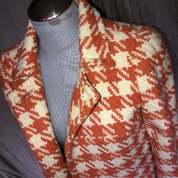 J. Crew Pumpkin Spice Houndstooth wool beautiful!! FIRM - Picture 2 of 8